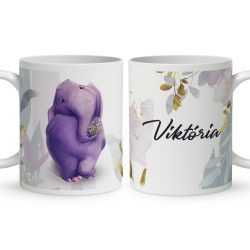 Kérd a neveddel - Tündéri lila elefánt mintás bögre