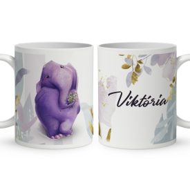 Kérd a neveddel - Tündéri lila elefánt mintás bögre