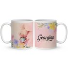 Kérd a neveddel - Cuki kávézós kis malac mintás bögre