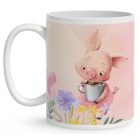 Kérd a neveddel - Cuki kávézós kis malac mintás bögre