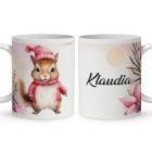 Kérd a neveddel - Pink Mikulás mókus mintás bögre