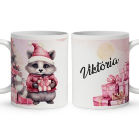 Kérd a neveddel - Cuki pink mosómaci mintás bögre