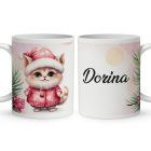 Kérd a neveddel - Cuki pink macika mintás egyedi bögre