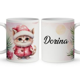 Kérd a neveddel - Cuki pink macika mintás egyedi bögre