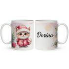 Kérd a neveddel - Cuki pink macika mintás egyedi bögre