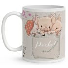 Kérd a neveddel - Cuki kávézós kis malac mintás egyedi bögre