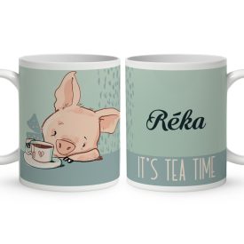 Kérd a neveddel - Tea idő - Malacka mintás bögre