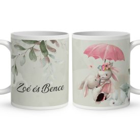 Kérd a neveddel Nyuszis - Repülj velem! mintás bögre