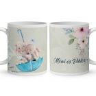 Kérd a neveddel Nyuszis - Repülj velem! mintás egyedi bögre