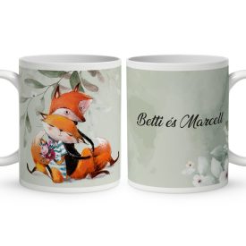 Kérd a neveddel - Cuki róka szerelem mintás egyedi bögre