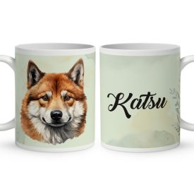 Névvel kérhető - Vörös Akita portré mintás bögre