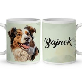 Névvel kérhető - Ausztráliai juhászkutya portré mintás egyedi bögre