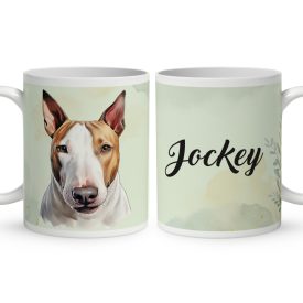 Névvel kérhető - Barna Bullterrier portré mintás bögre