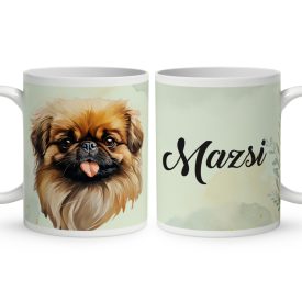   Névvel kérhető - Barna pekingi palotakutya portré mintás bögre