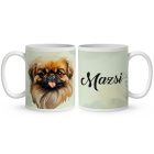 Névvel kérhető - Barna pekingi palotakutya portré mintás bögre