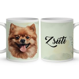   Névvel kérhető - Barna pomerániai törpe spicc portré mintás bögre