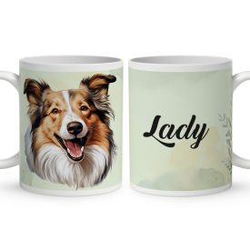   Névvel kérhető - Vidám skót juhászkutya portré mintás bögre