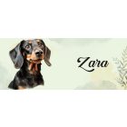 Névvel kérhető - Fekete tacskó portré mintás bögre