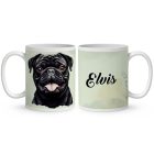 Névvel kérhető - Fekete mopsz portré mintás bögre