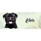 Névvel kérhető - Fekete mopsz portré mintás bögre