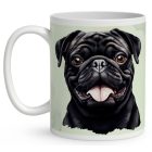 Névvel kérhető - Fekete mopsz portré mintás bögre