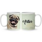 Névvel kérhető - Barna mopsz portré mintás bögre