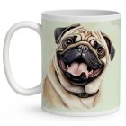 Névvel kérhető - Barna mopsz portré mintás bögre