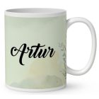 Névvel kérhető - Barna mopsz portré mintás bögre