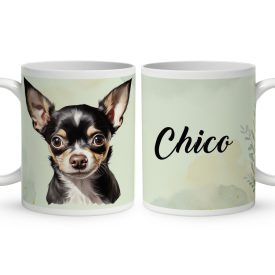 Névvel kérhető - Fekete Csivava portré mintás bögre