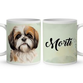 Névvel kérhető - Barna Shih tzu portré mintás bögre
