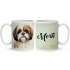 Névvel kérhető - Barna Shih tzu portré mintás bögre