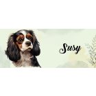 Névvel kérhető - Trikolor Cavalier King Charles spániel portré mintás bögre