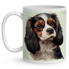 Névvel kérhető - Trikolor Cavalier King Charles spániel portré mintás bögre