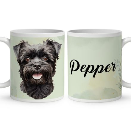 Névvel kérhető - Fekete Affenpinscher portré mintás bögre