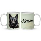 Névvel kérhető - Fekete németjuhász portré mintás bögre
