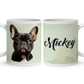   Névvel kérhető - Fekete francia bulldog portré mintás bögre