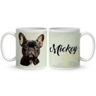 Névvel kérhető - Fekete francia bulldog portré mintás bögre