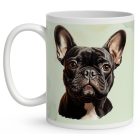 Névvel kérhető - Fekete francia bulldog portré mintás bögre