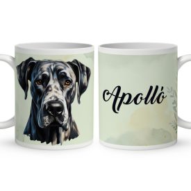   Névvel kérhető - Fekete (dán) német dog portré mintás bögre