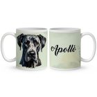 Névvel kérhető - Fekete (dán) német dog portré mintás bögre