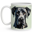 Névvel kérhető - Fekete (dán) német dog portré mintás bögre