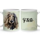 Névvel kérhető - Krémszínű Afgán agár portré mintás bögre