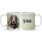 Névvel kérhető - Krémszínű Afgán agár portré mintás bögre