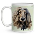 Névvel kérhető - Krémszínű Afgán agár portré mintás bögre