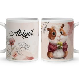 Kérd a neveddel - Cuki virágos tengerimalac mintás bögre