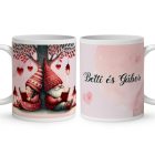 Kérd a neveddel - Páros manók és a szerelmes levél mintás egyedi bögre