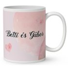 Kérd a neveddel - Páros manók és a szerelmes levél mintás egyedi bögre