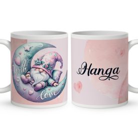 Kérd a neveddel -  Szeretettel Hold manó mintás bögre