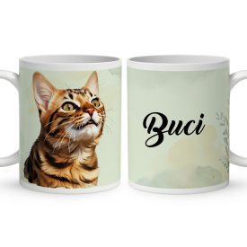 Névvel kérhető - Bengáli macska portré mintás bögre