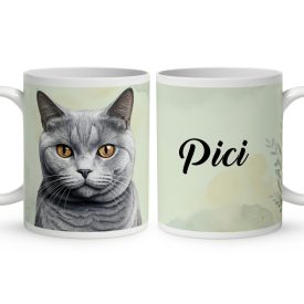   Névvel kérhető - Brit rövidszőrű macska portré mintás bögre
